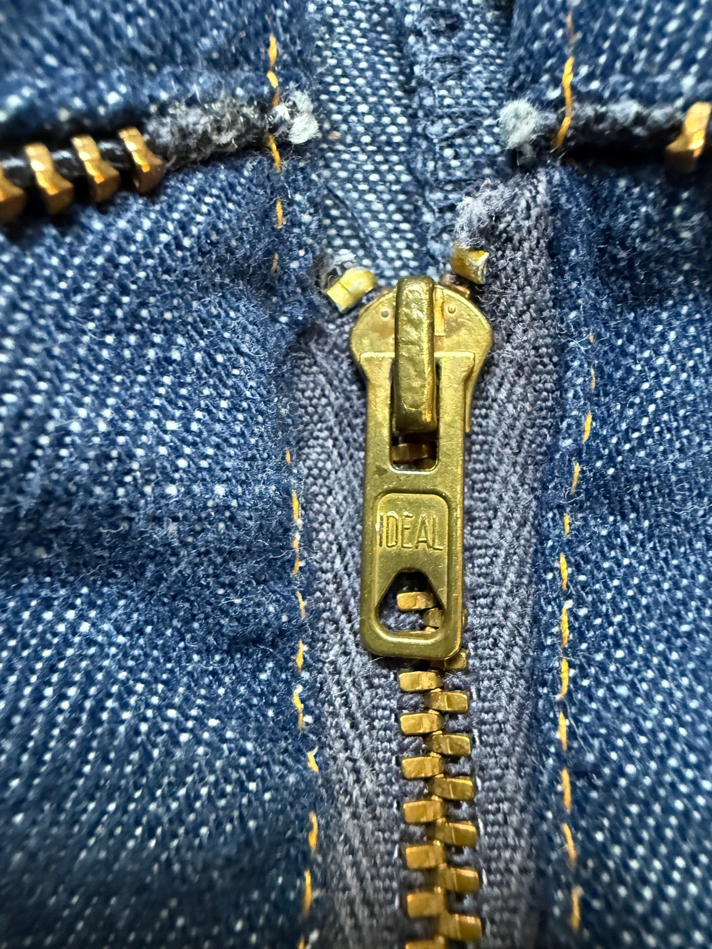 1970s Girl’s Denim Bellbottom Jumpsuit, Sears Growing Girl 10/12, Zip up with Zipper Trim