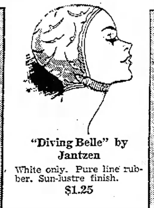 1950s/60s Swim Cap with Chin Strap, Diving Belle by Jantzen, Embossed Diving Girl