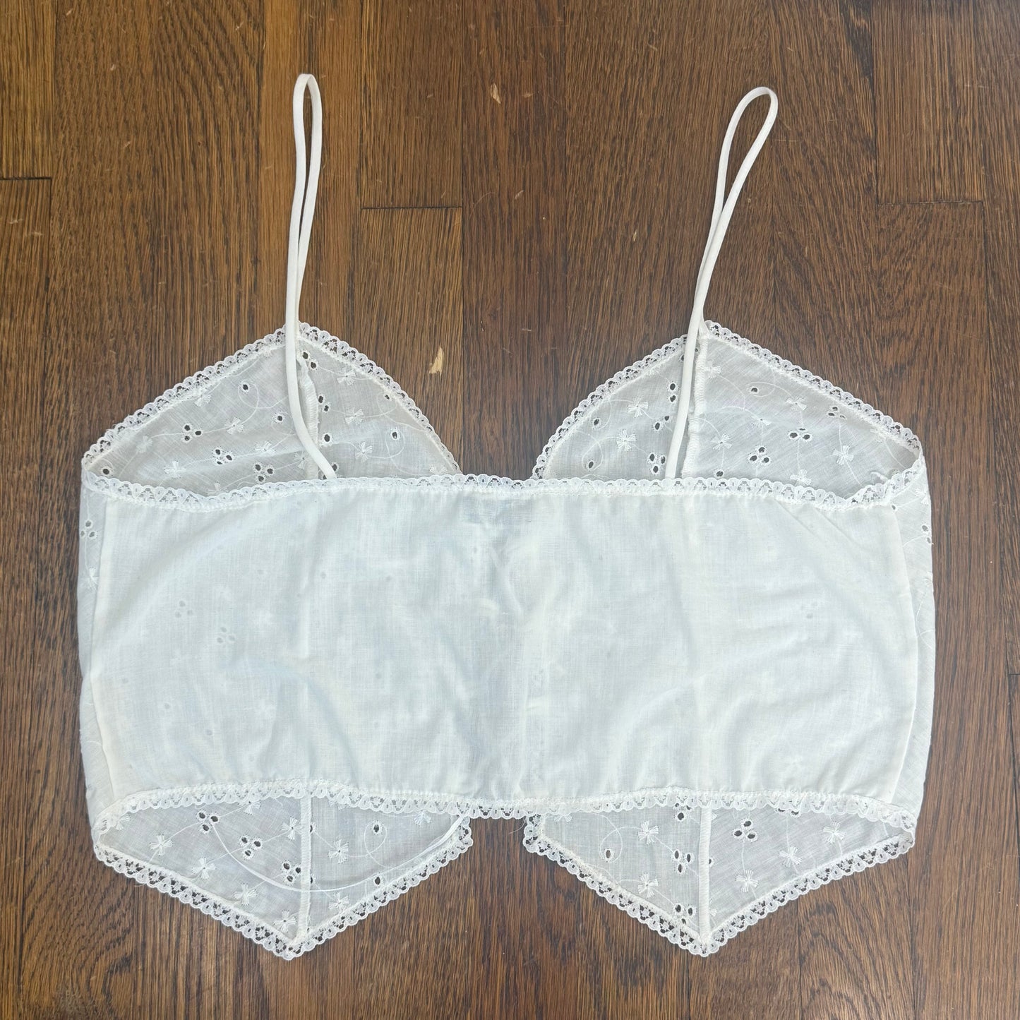 1980s White Eyelet Corset Top, Lace Up Lingerie Cropped Blouse, Alana Gale Size Large