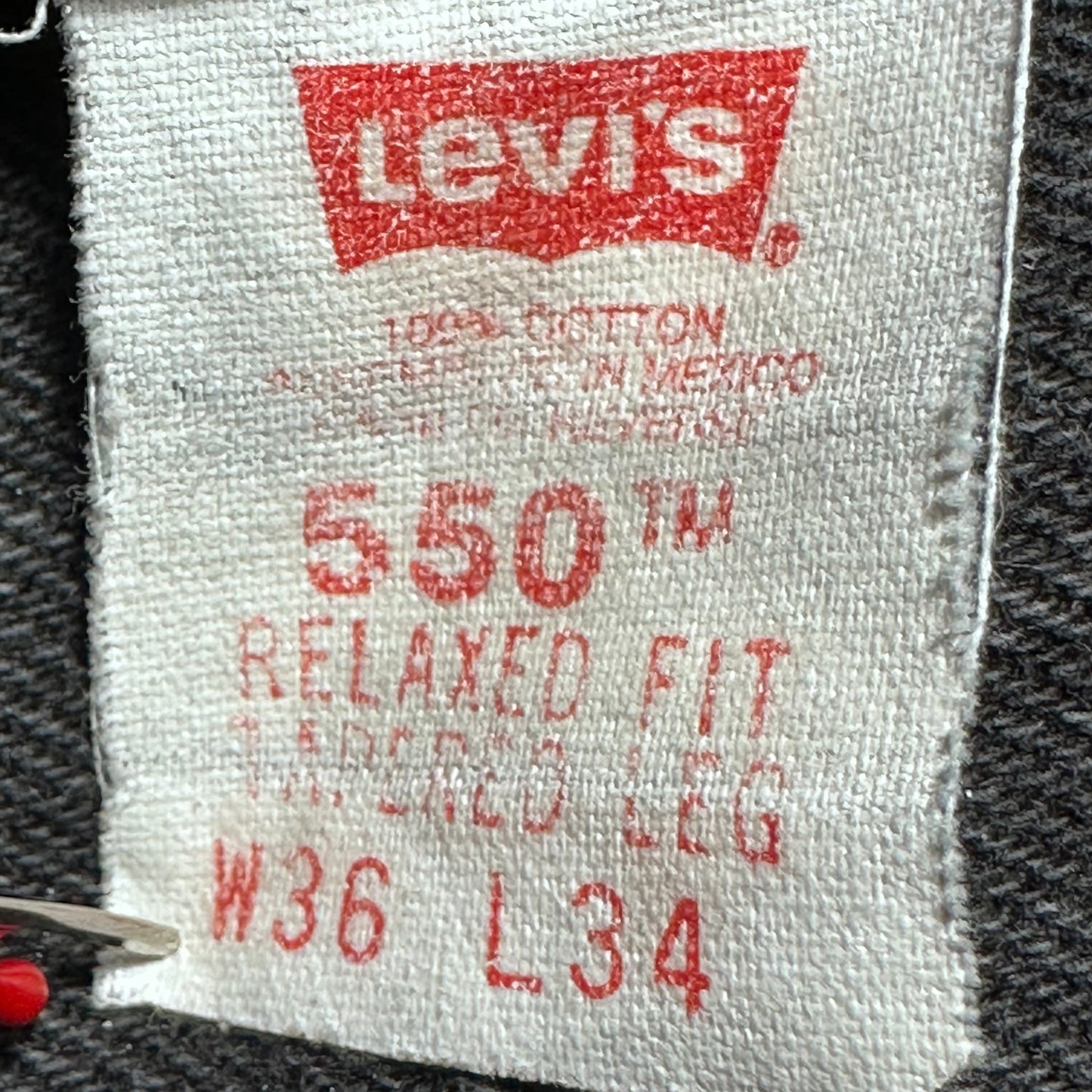 1990s Levi’s Black Denim 550 Jeans, 33.5"x33", Relaxed Fit, Tapered Leg, Orange Tab