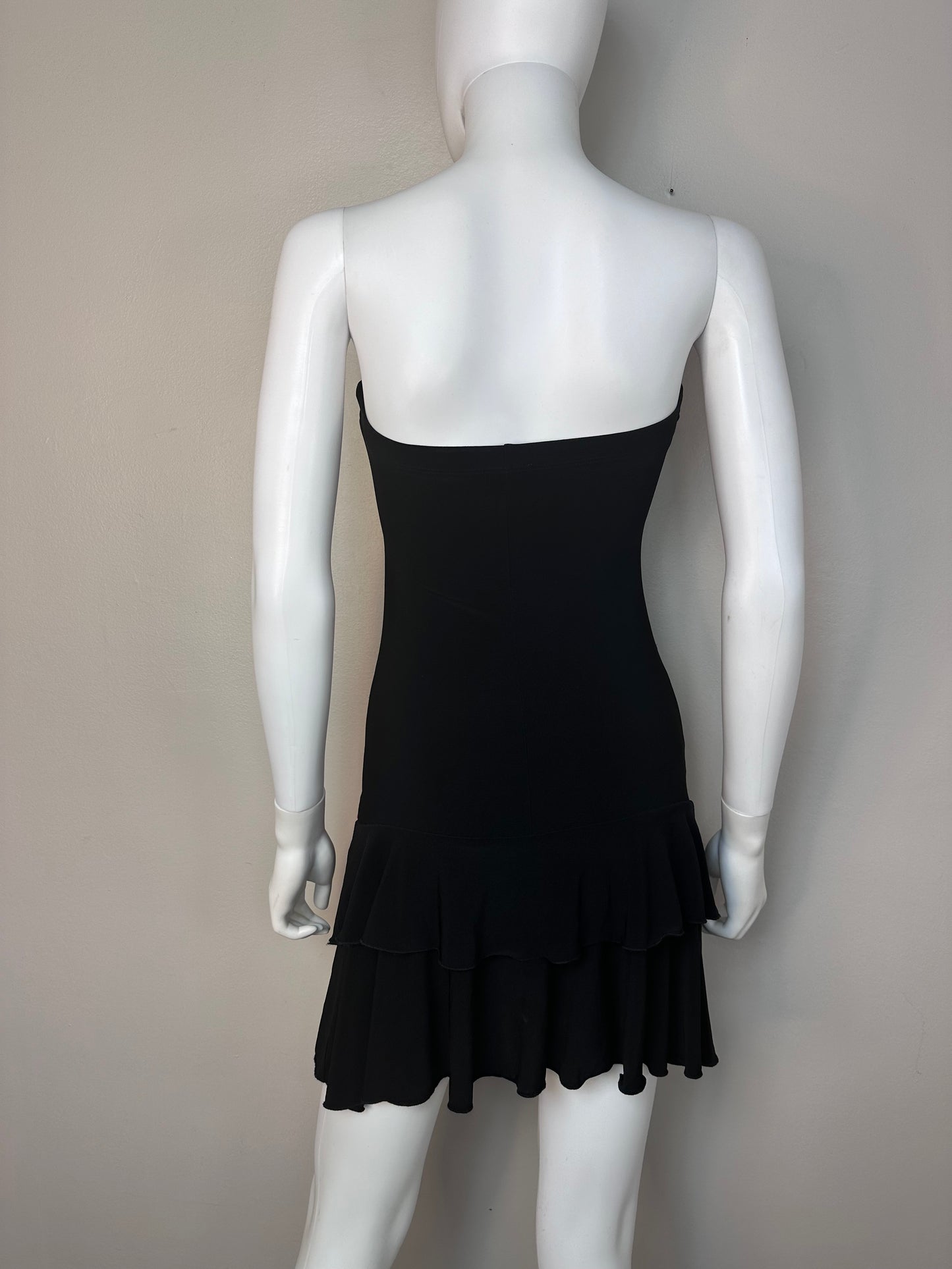 Y2K Black and Pink Strapless Drop Waist Dress, Lipstick Size XS-Small