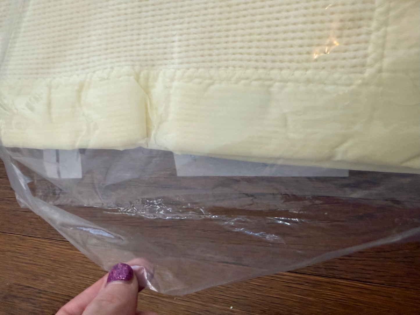 1960s Baby Gordon Thermal Weave Crib Blanket with Satin Binding, Pastel Yellow Cotton, New in Package