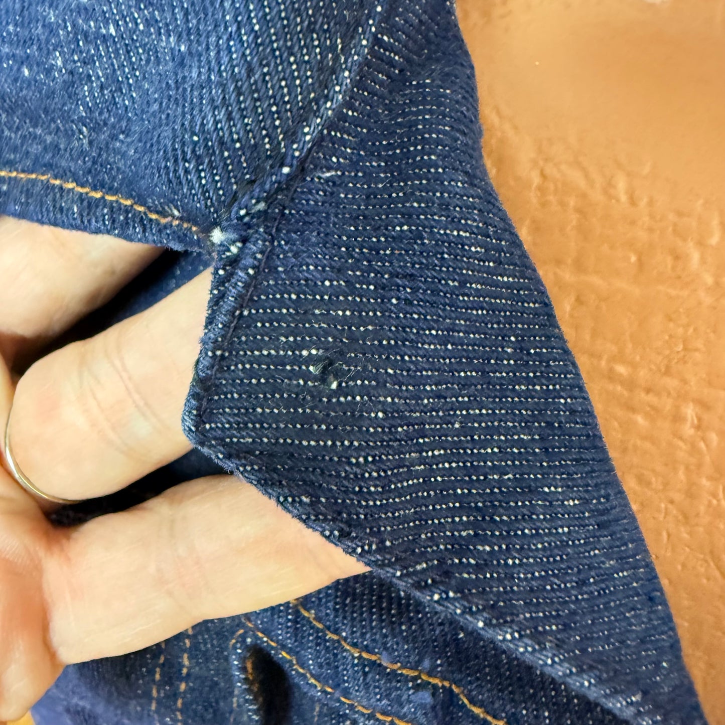 1960s Western Denim Jacket, Roebucks Sears Size Small, Front Pleats, Pocket Zippers