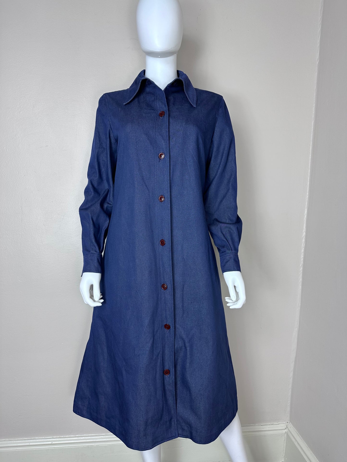 1970s Halston Denim Dress Coat, Rain Jacket, Halston Three Size S-M, Neiman Marcus