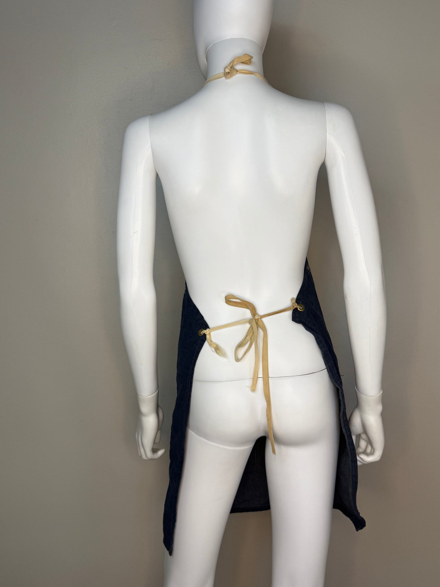 1960s Selvage Denim Workwear Apron, International Paper Roach Co Memphis Tenn, Selvedge