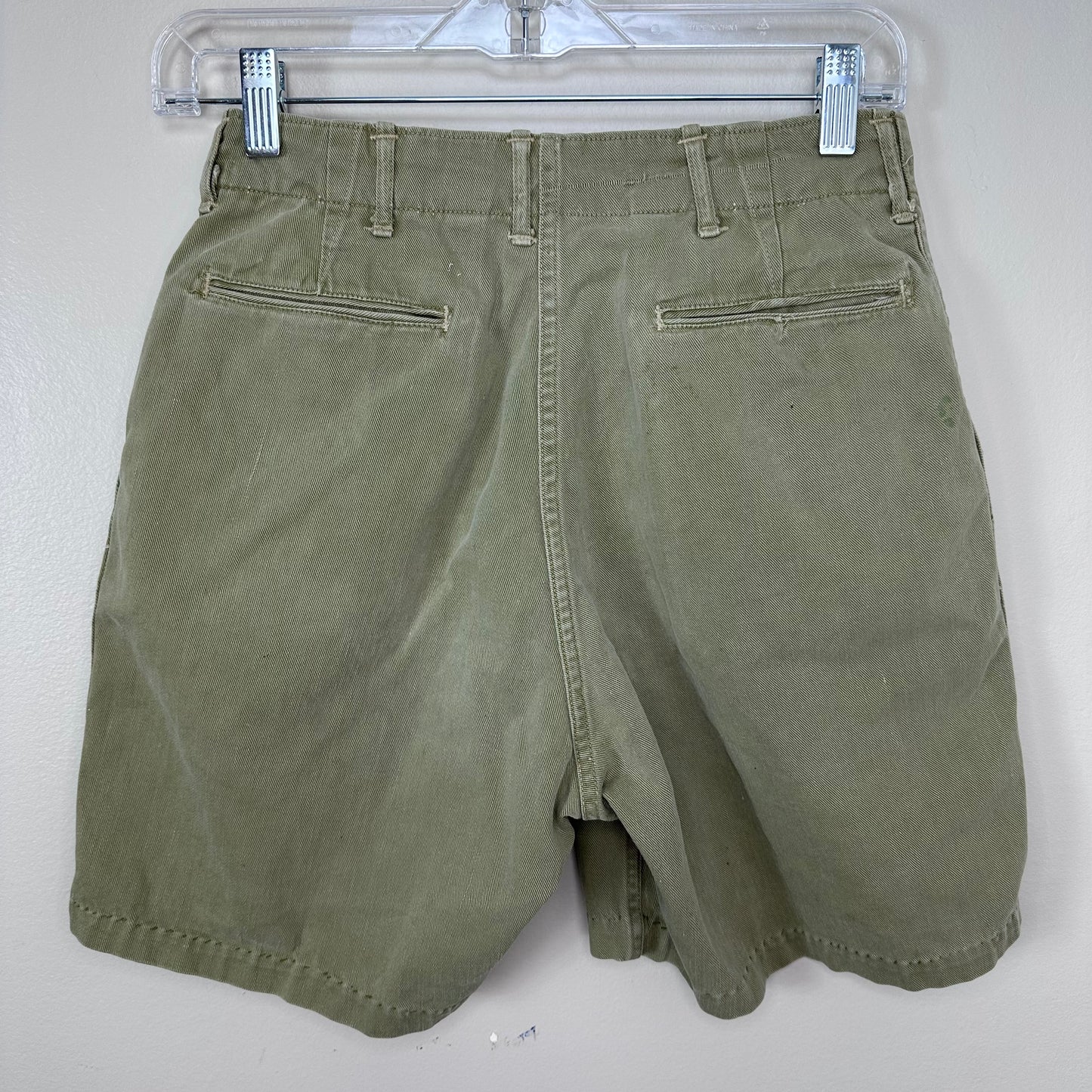 1940s/50s Boy Scouts Twill Uniform Shorts, 26" Waist, Button Fly, Distressed