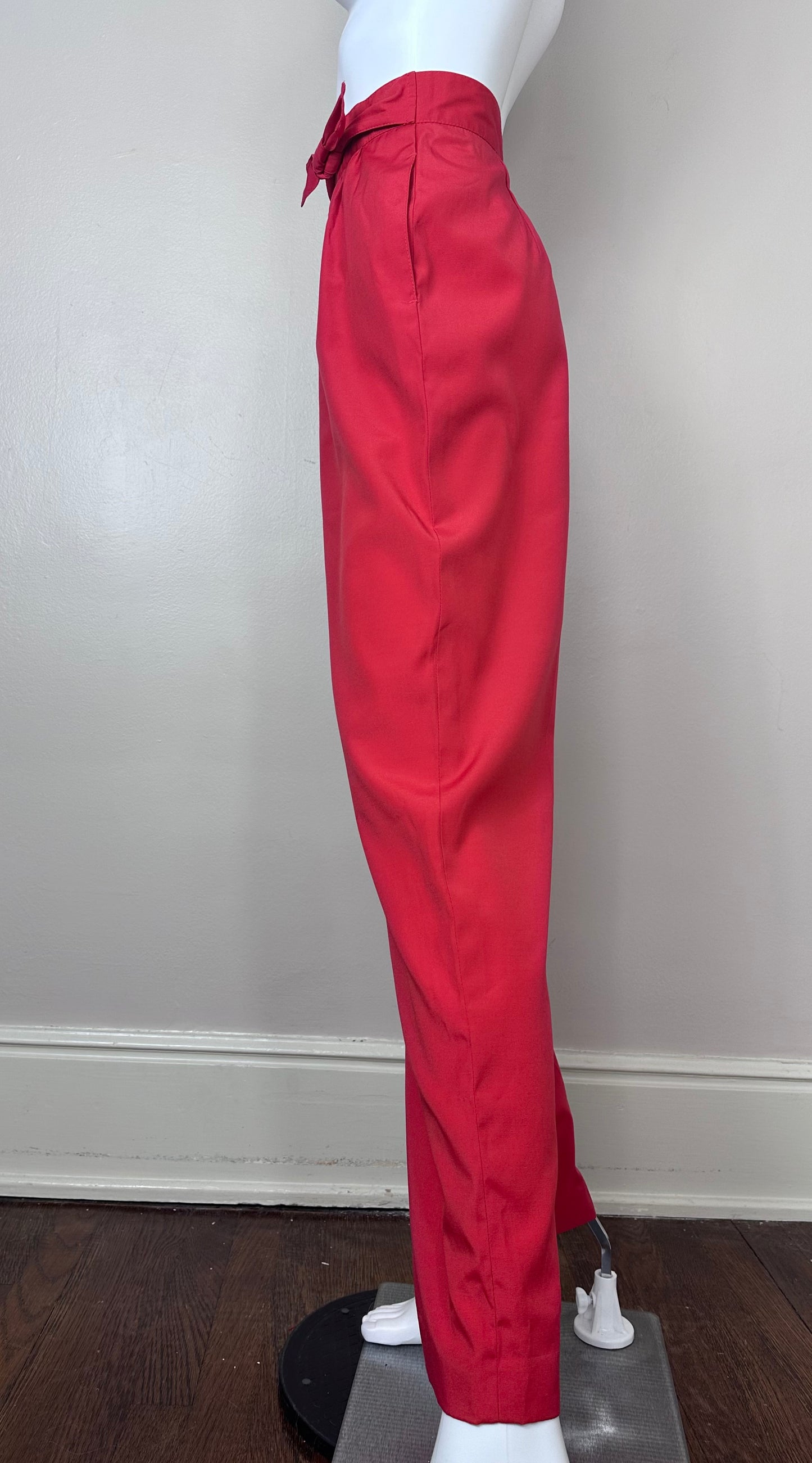 1980s Red Pants with Bow Waistband, Seprets Size Small, 28"x31"