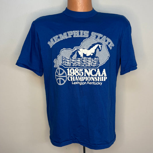 1980s Memphis State Tigers Basketball T-Shirt, 1985 NCAA Championship, Final Four, Flexer Size Large