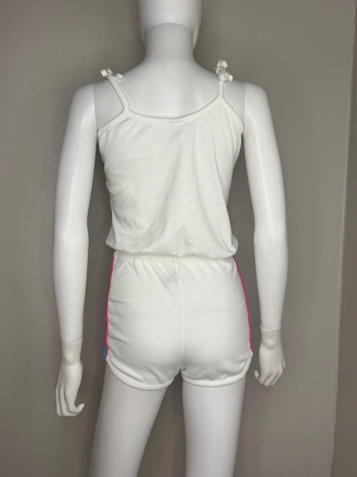 1980s White and Aqua Knit Top and Shorts Set, Fashion Square Size XS