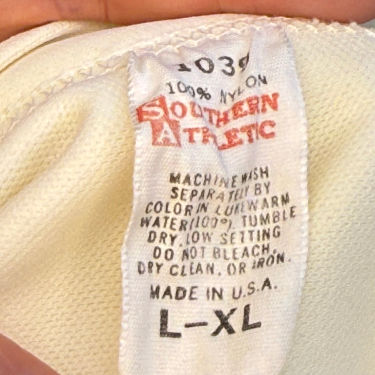 1970s Off White Open Mesh Football Jersey, Southern Athletic Size XL, No 75