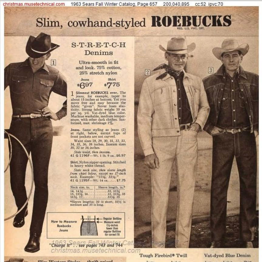 1960s Western Denim Jacket, Roebucks Sears Size Small, Front Pleats, Pocket Zippers