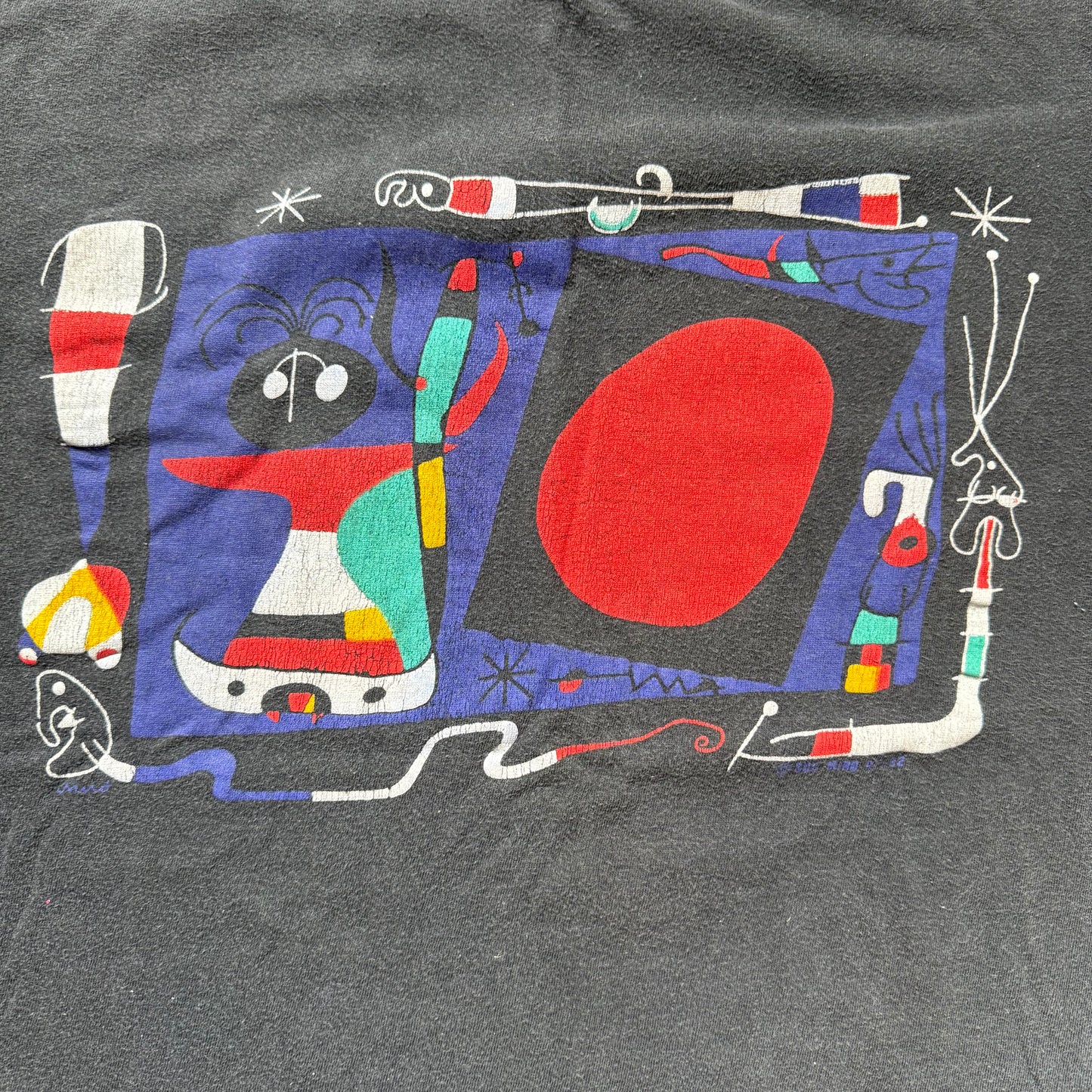 1990s Joan Miro Art T-shirt, La Femme Au Miroir, Size Large