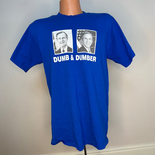 Y2K Dumb and Dumber George W Bush T-Shirt, Fruit of the Loom Size Large
