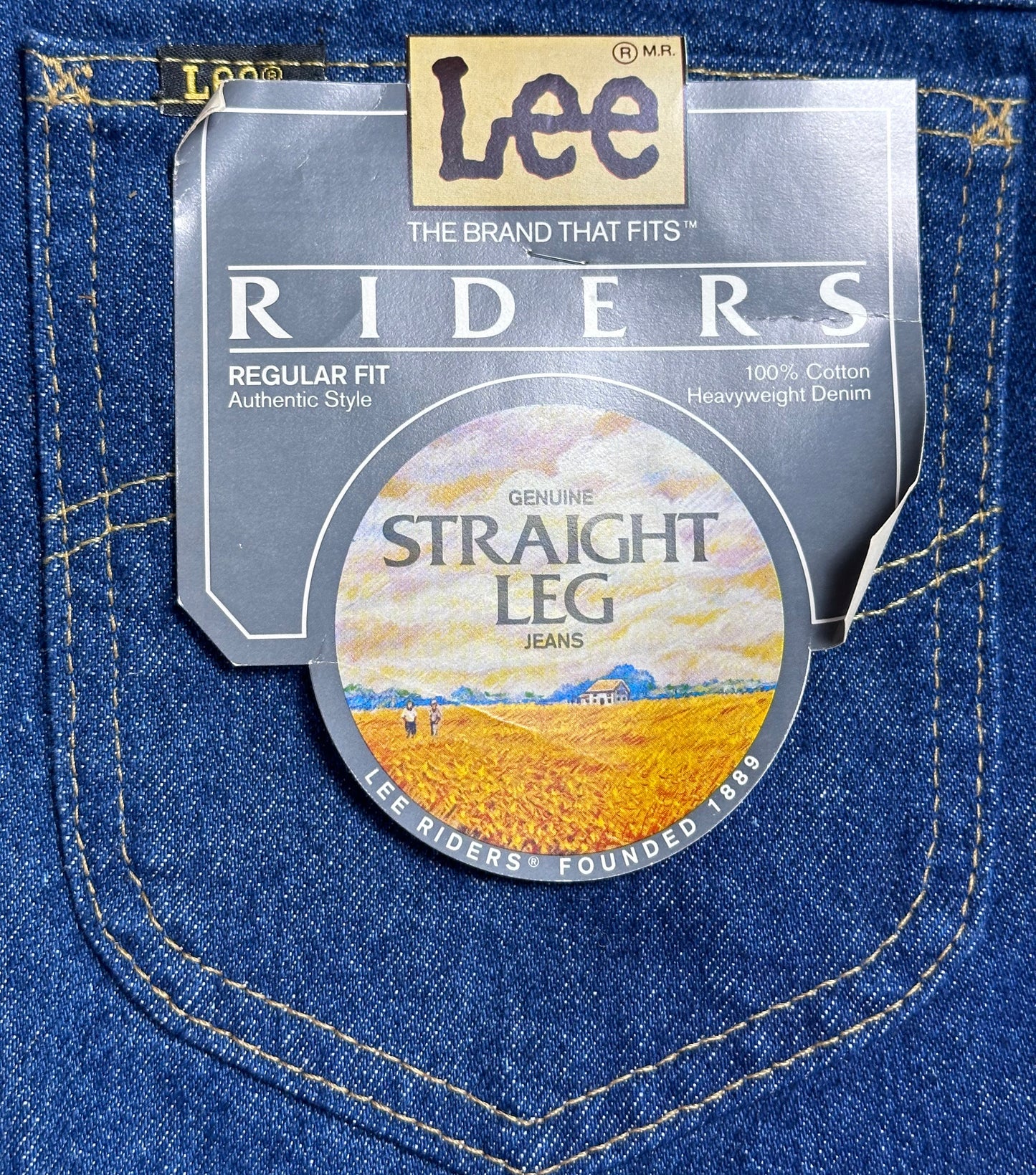 1990s Lee Riders Blue Jeans, 36.5"x32", Deadstock with Tags