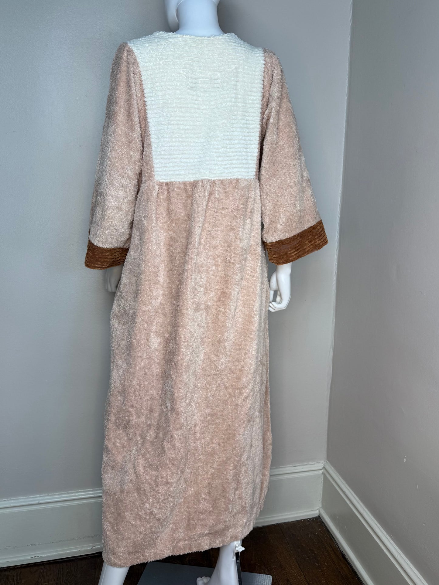 1980s Chenille Zip Up Robe, Towel Dress, Stan Herman Size Medium