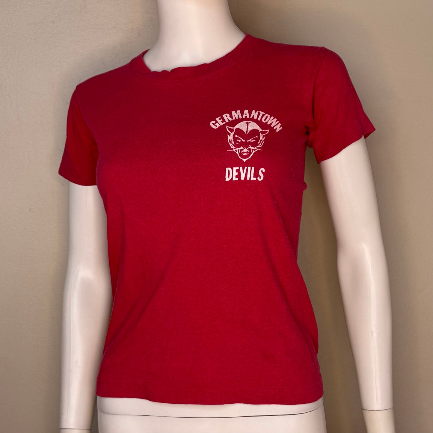 1970s Germantown High School Devils T-shirt, Sportswear Youth 10-12/Adult Size XS