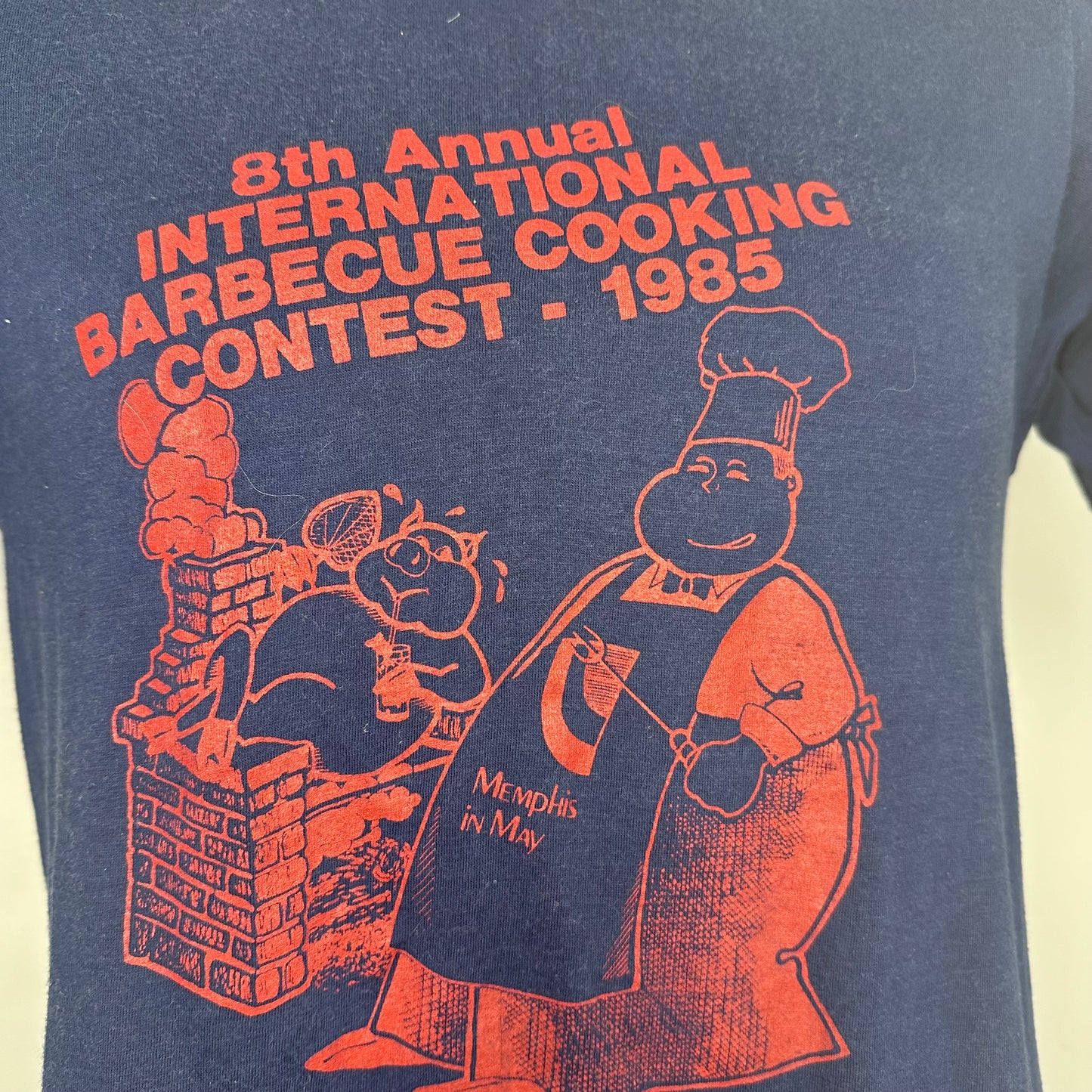 1980s International Barbecue Cooking Contest 1985 T-Shirt, Memphis in May Festival Salutes Australia, Screen Stars Size Small