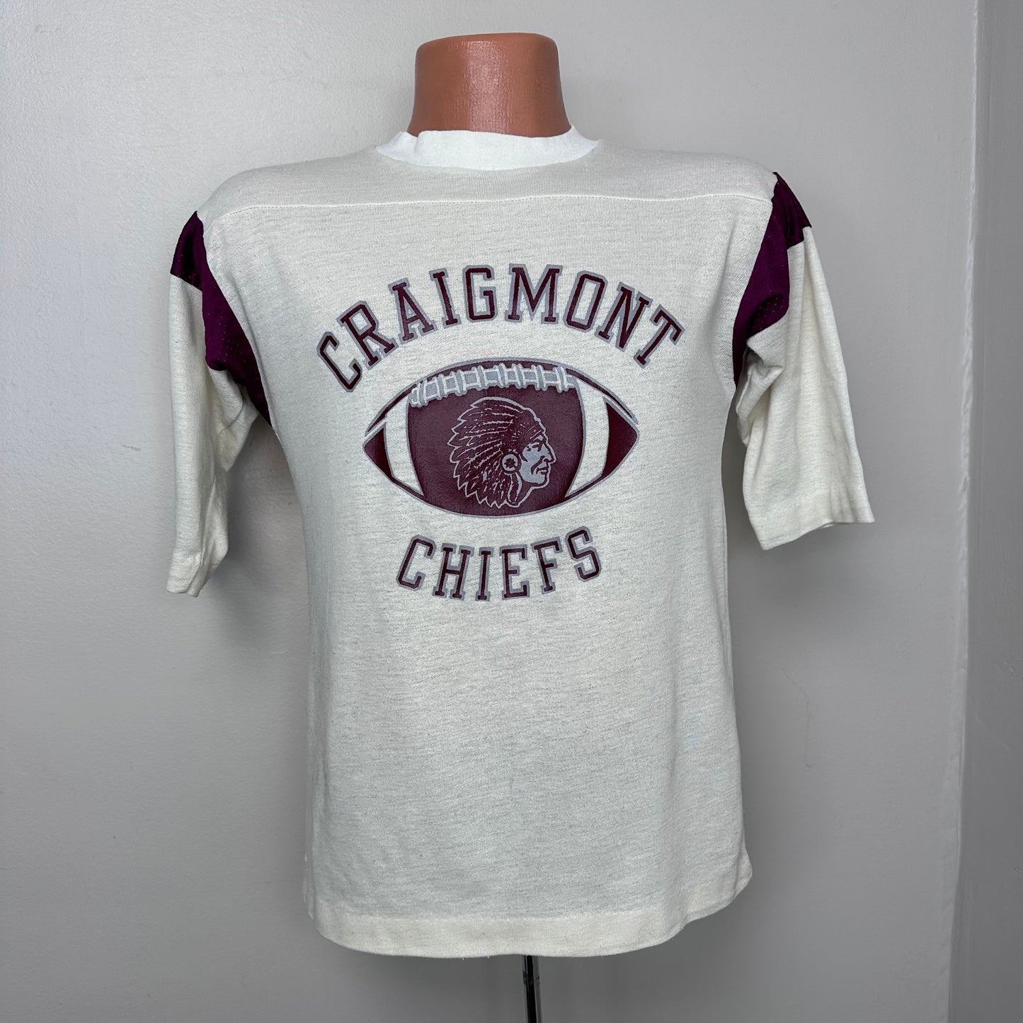 1970s Craigmont Chiefs Football T-Shirt, Artex Size Small