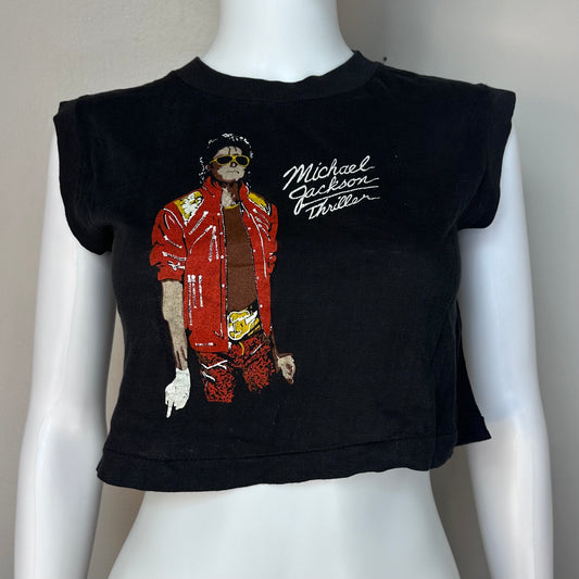 1980s Michael Jackson Cropped Muscle T-Shirt, Size XS/Small, Parking Lot Tee