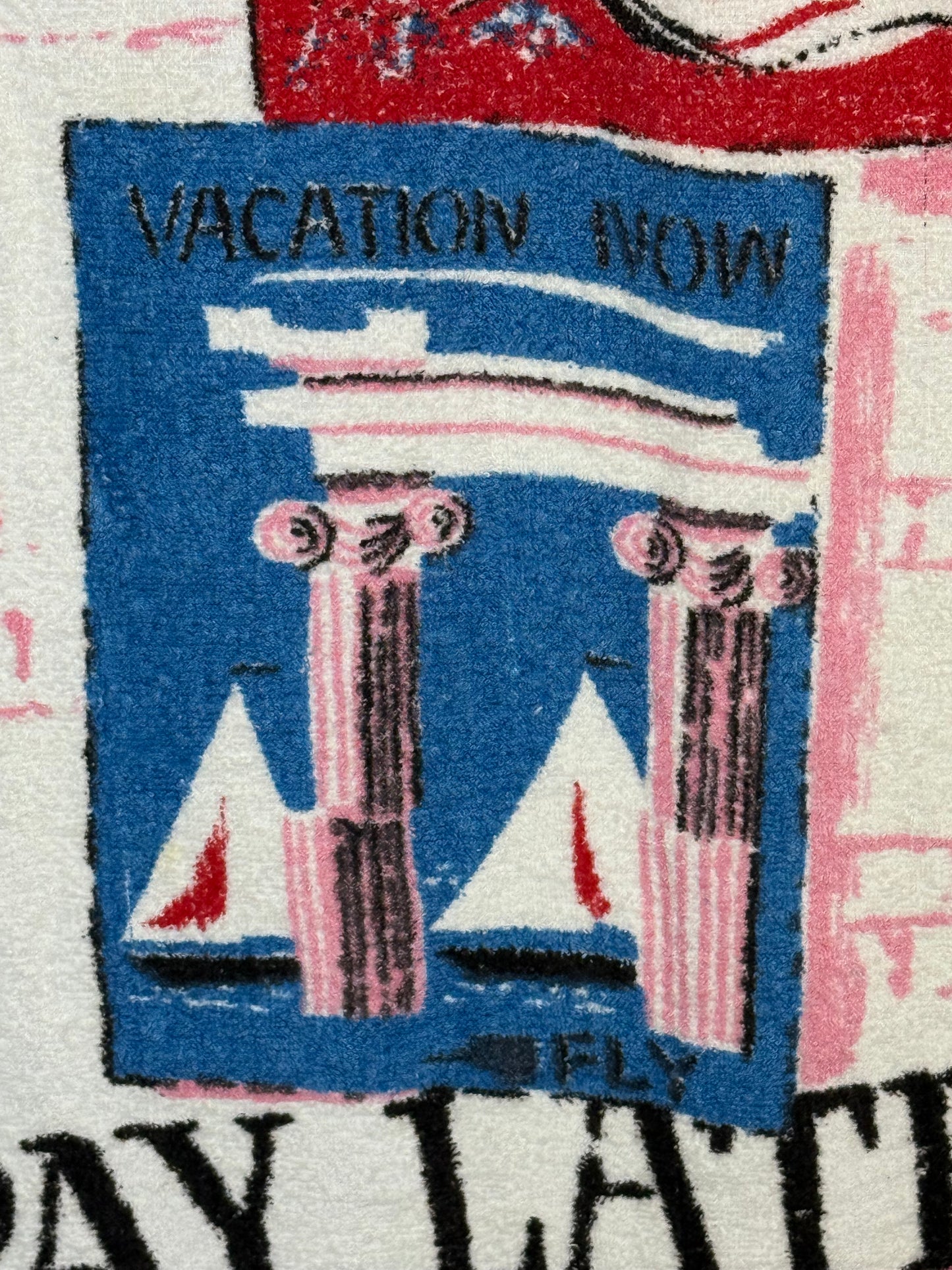 1960s Kitsch Novelty Beach Towel, Pool, Play Now Pay Later