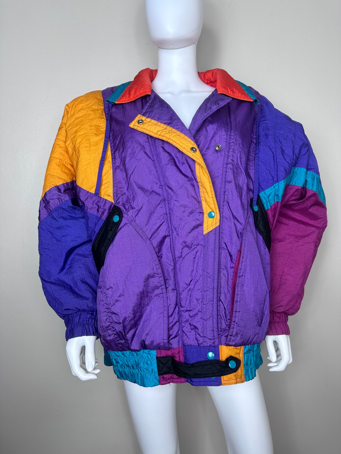 1980s/90s Bright Color Block Ski Coat, PA Originals Size XL