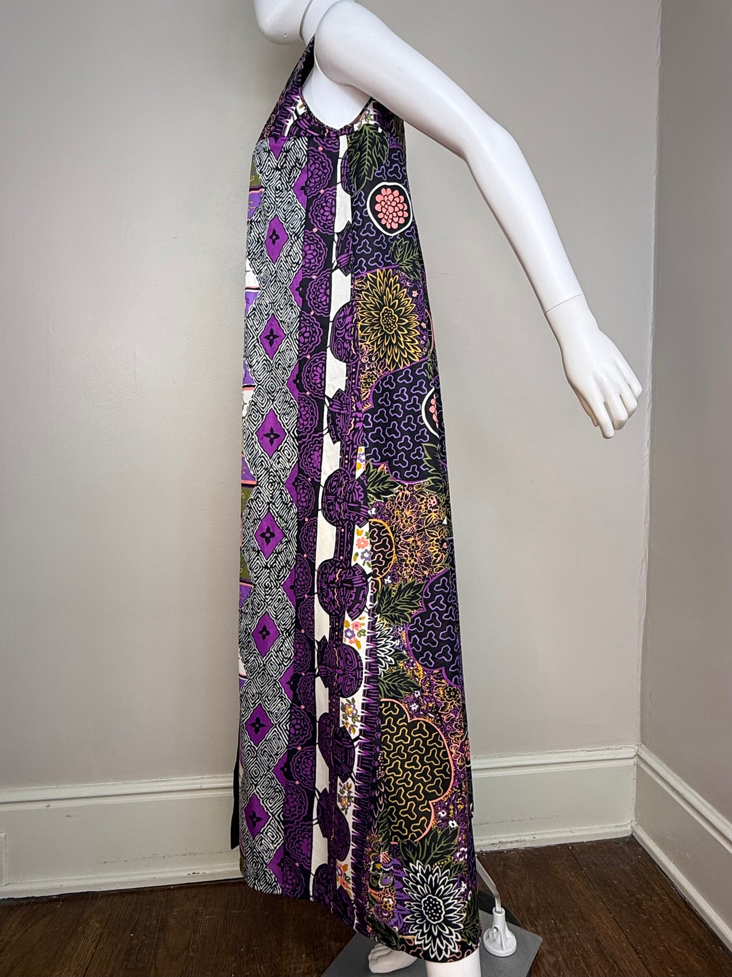 1960s Psychedelic Print Loungewear Dress, Hollywood Vassarette by Munsingwear Size Medium