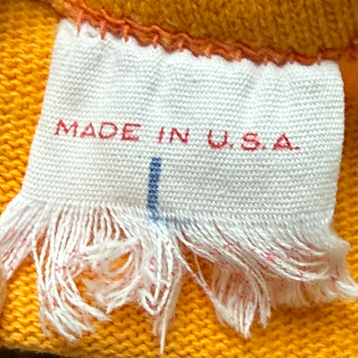 1960s Orange Cotton Jersey, Russell Athletic Size Large, No 22, Distressed