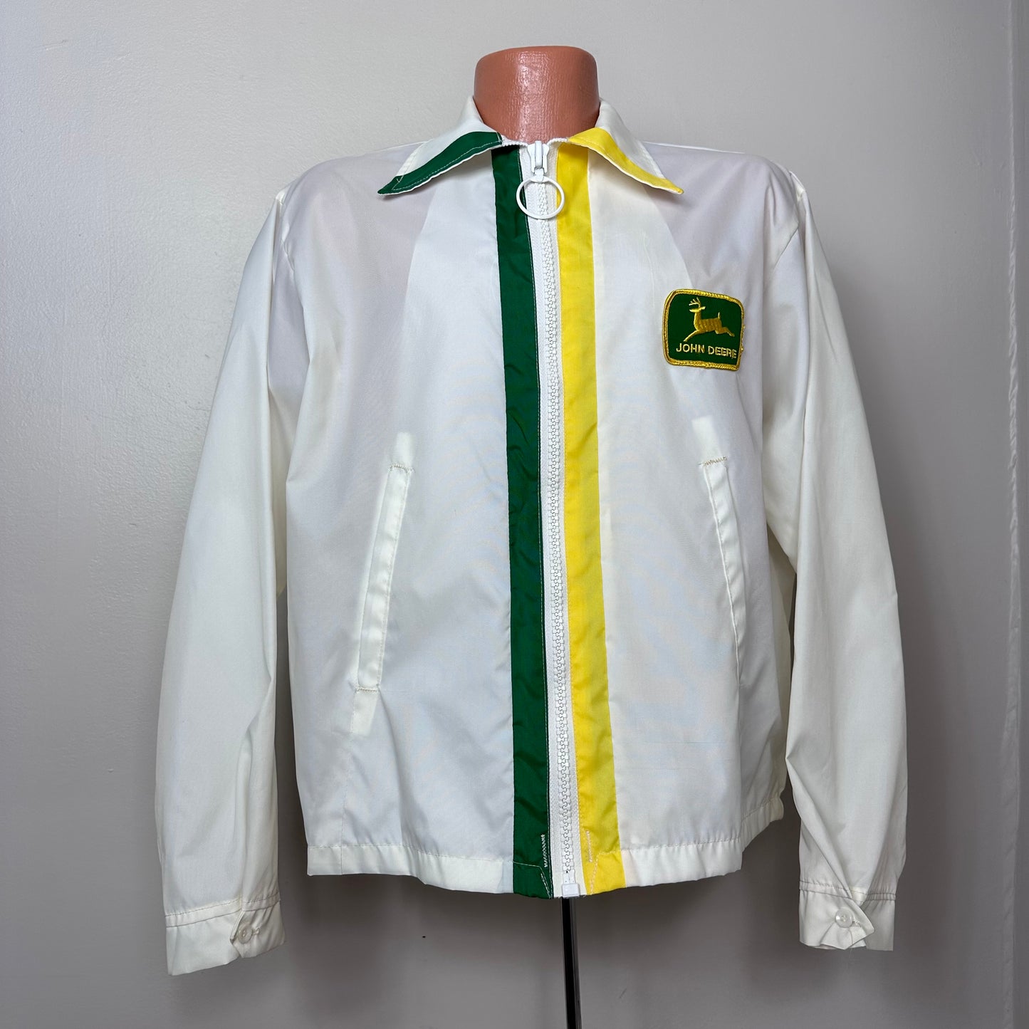 1960s White John Deere Jacket, Louisville Sportswear Size Large