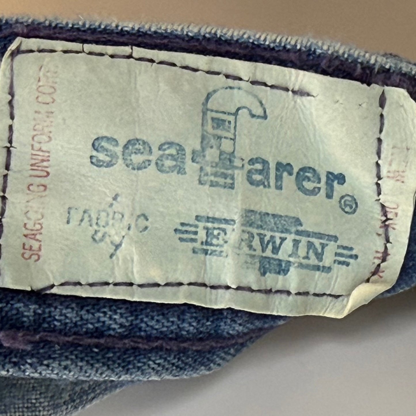 1970s Denim Shorts, Distressed Cut Offs, Seafarer, Fabric by Erwin, Selvage, US Navy Uniform Jeans