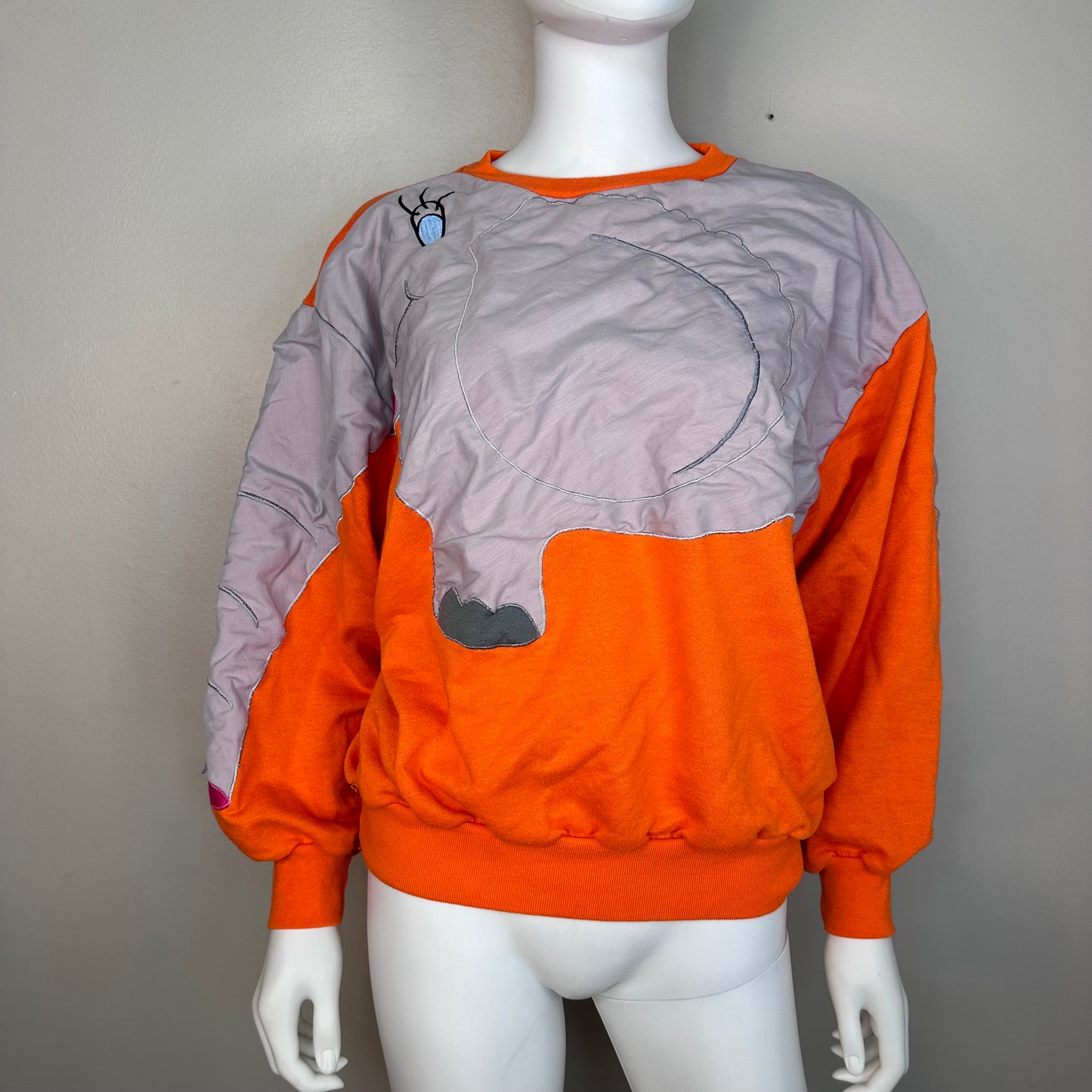 1980s Orange Elephant Sweatshirt, Gregory! Size Medium, Appliqué