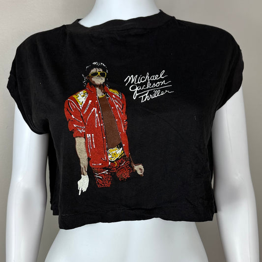 1980s Michael Jackson Cropped Muscle T-Shirt, Size Large, Parking Lot Tee