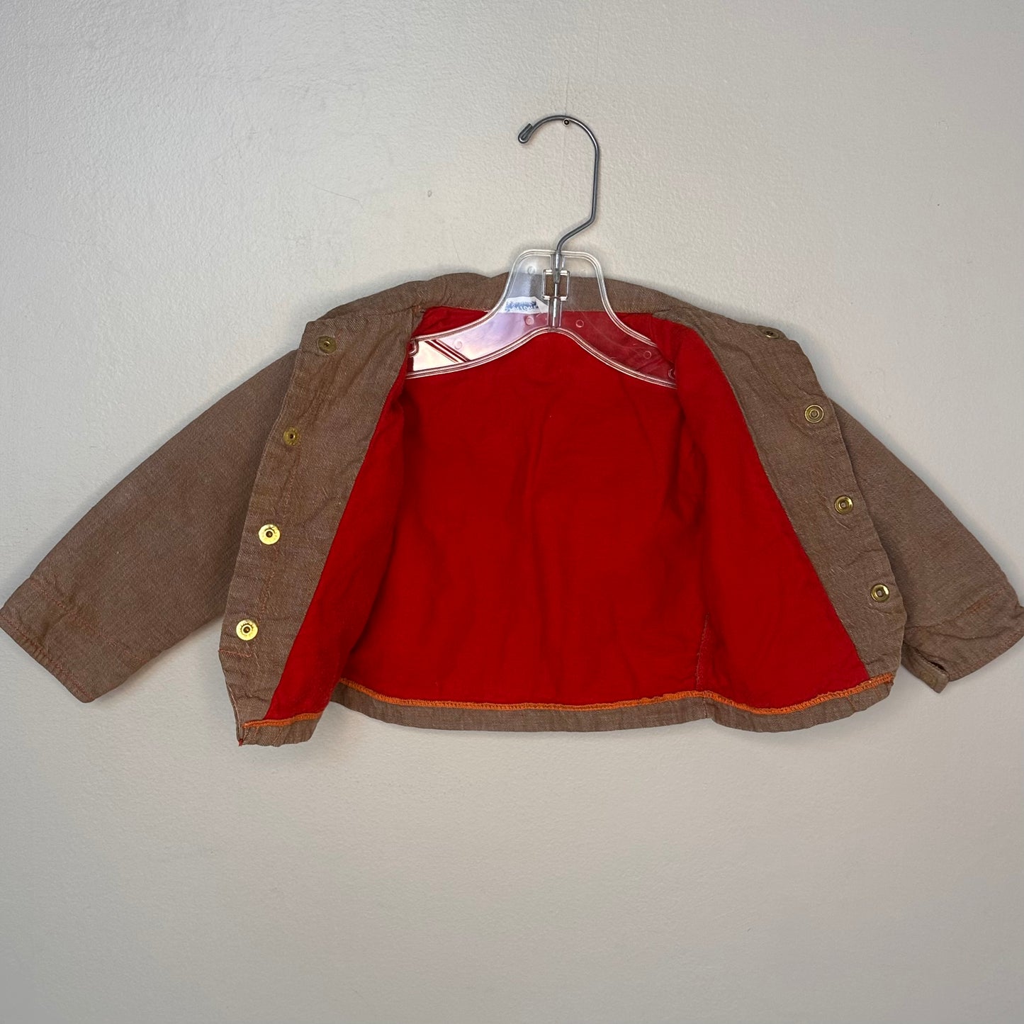 1950s Kids Brown Denim Jacket, Red Flannel Lined, Santone by Juvenile, Toddler