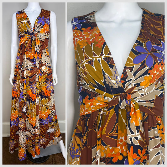 1970s Tropical Floral Maxi Dress, Collectors Items by Anne Fogarty Size Small/Medium