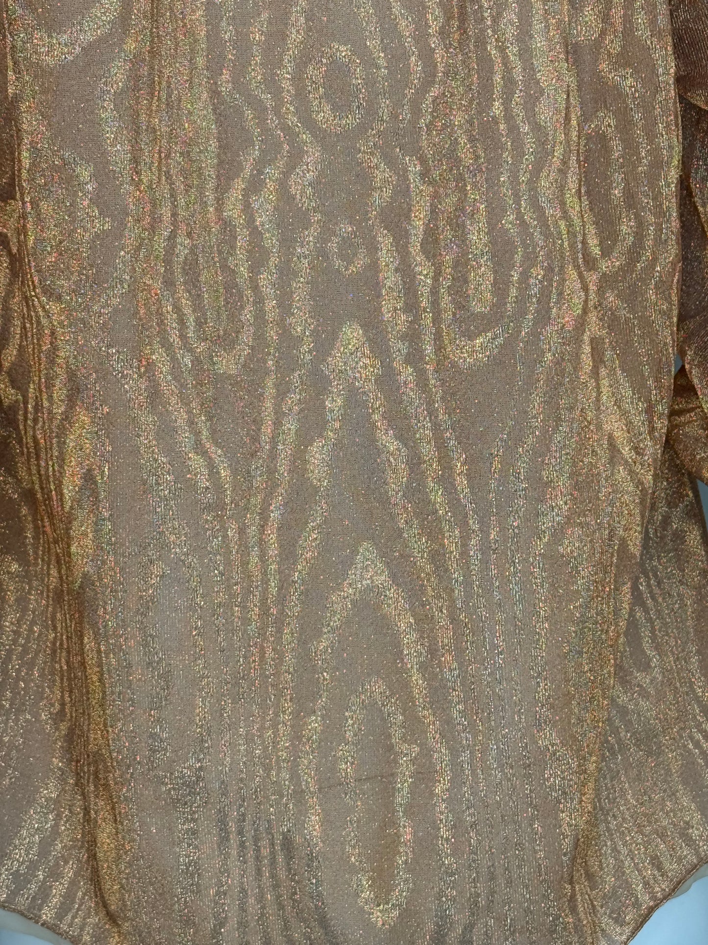 1980s Sheer Gold Blouse with Ruffle Neck, Size Medium