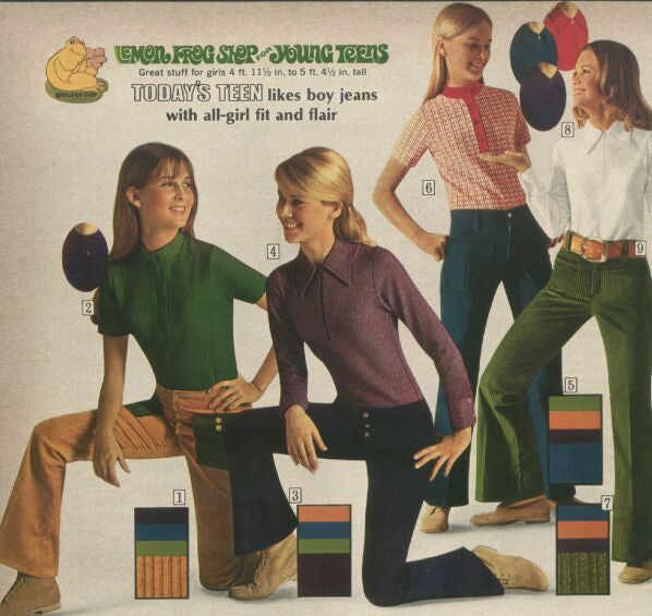 1970s Flare Leg Studded Jeans, The Lemon Frog Shop, Sears, 29x30.5, Low Rise Bellbottom