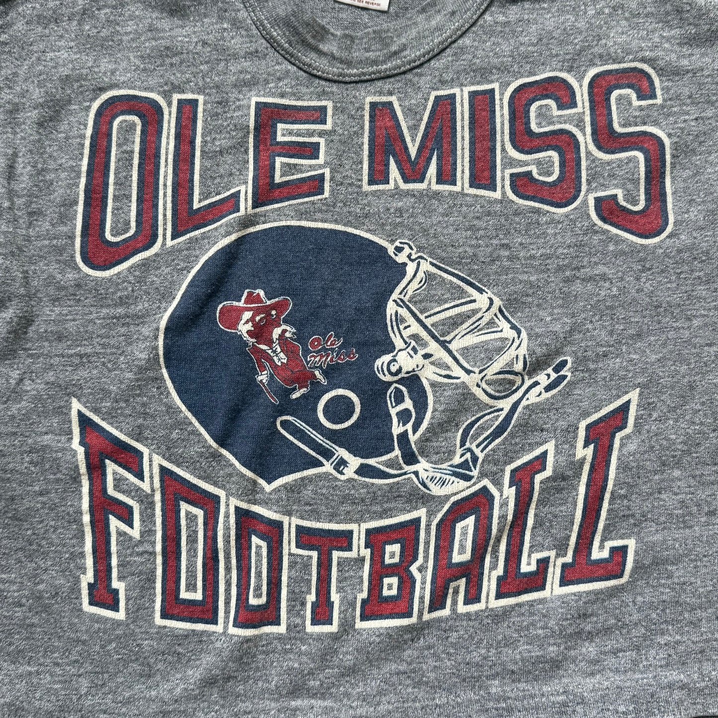 1980s Ole Miss Football Cropped T-Shirt, Sportswear Size Small, University of Mississippi Rebels, Colonel Reb