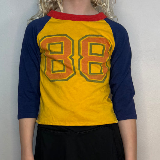 1980s Kids' Sporty Long Sleeve T-Shirt, Active Knits Size Youth 6/7, No 88