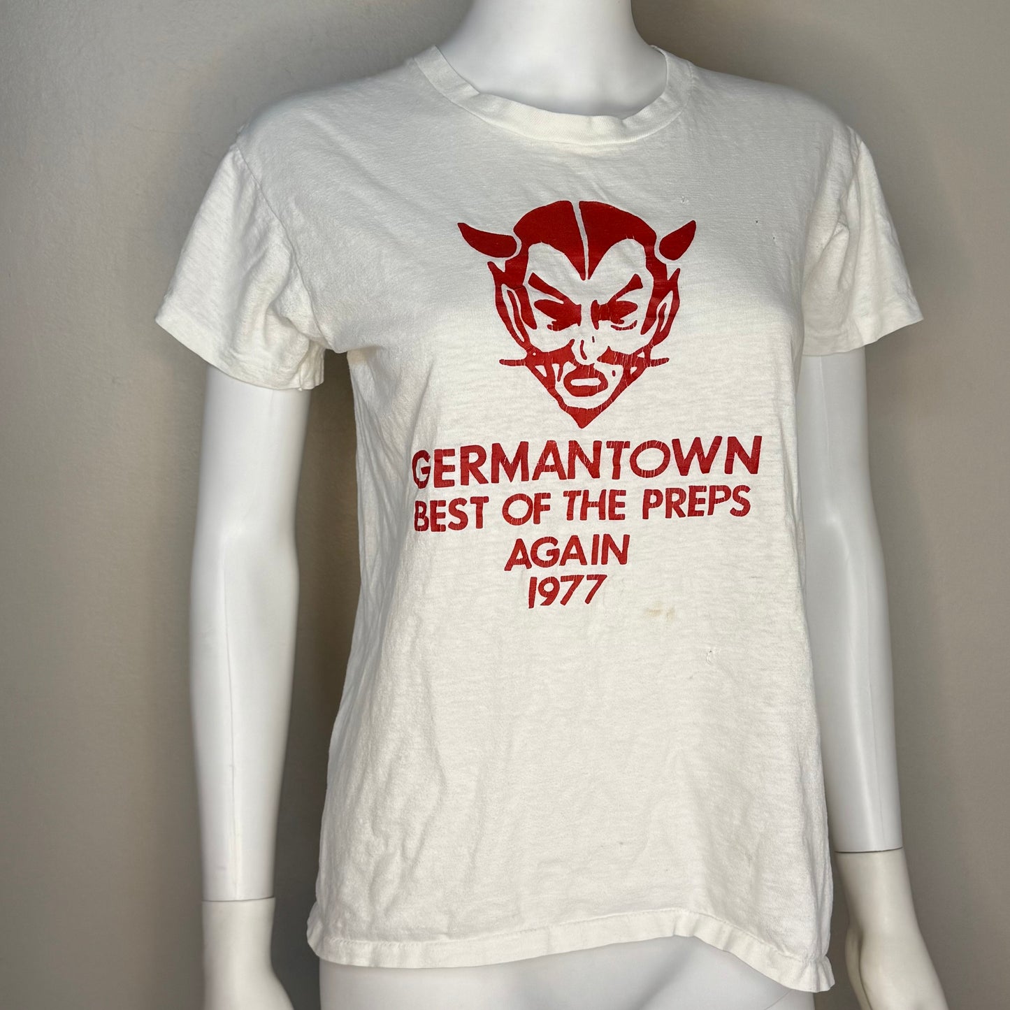1970s Germantown High School Devils T-Shirt, Best of the Preps Again 1977, Hanes Size S/M