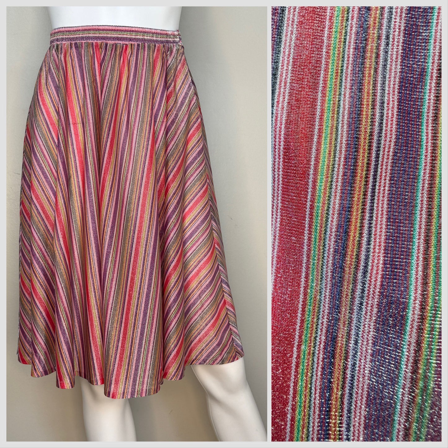 1970s/80s Metallic Rainbow Stripe Disco Skirt, That’s It! California Size X-Small