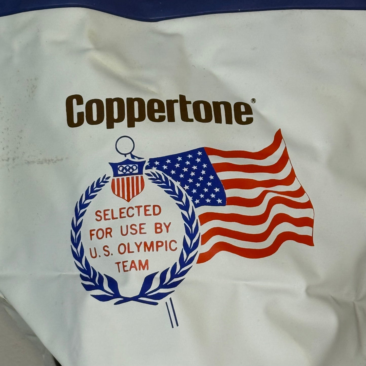1970s Coppertone Sunscreen Beach Bag, Don’t be a Pale Face, 1972 Summer Olympics Promo, Robert Manufacturing, Pool Tote