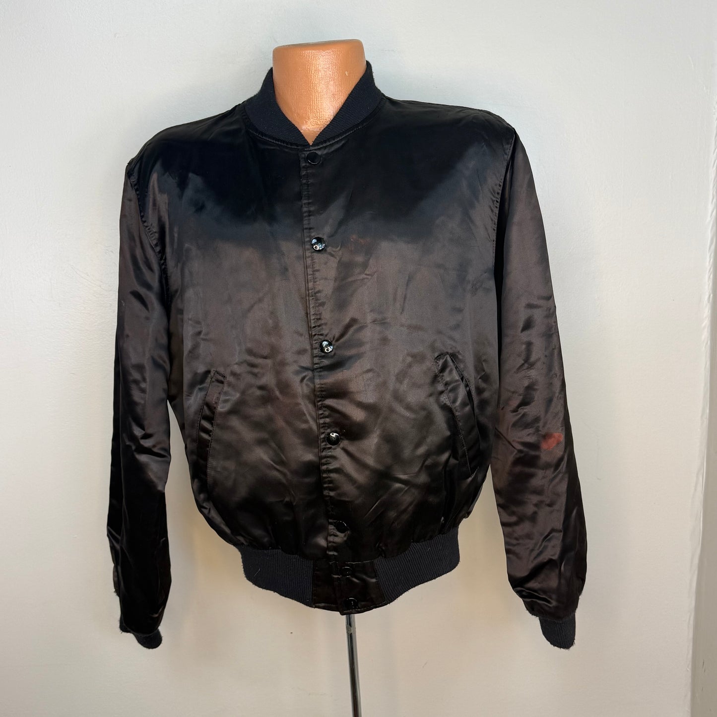 1980s MTV Black Satin Jacket, Custom Jackets by Creative Embroidery Size Medium, Music Television Videos