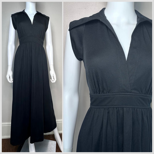 1970s Black Sleeveless Maxi Dress, JT Dress Co Jody of California Size XS/S