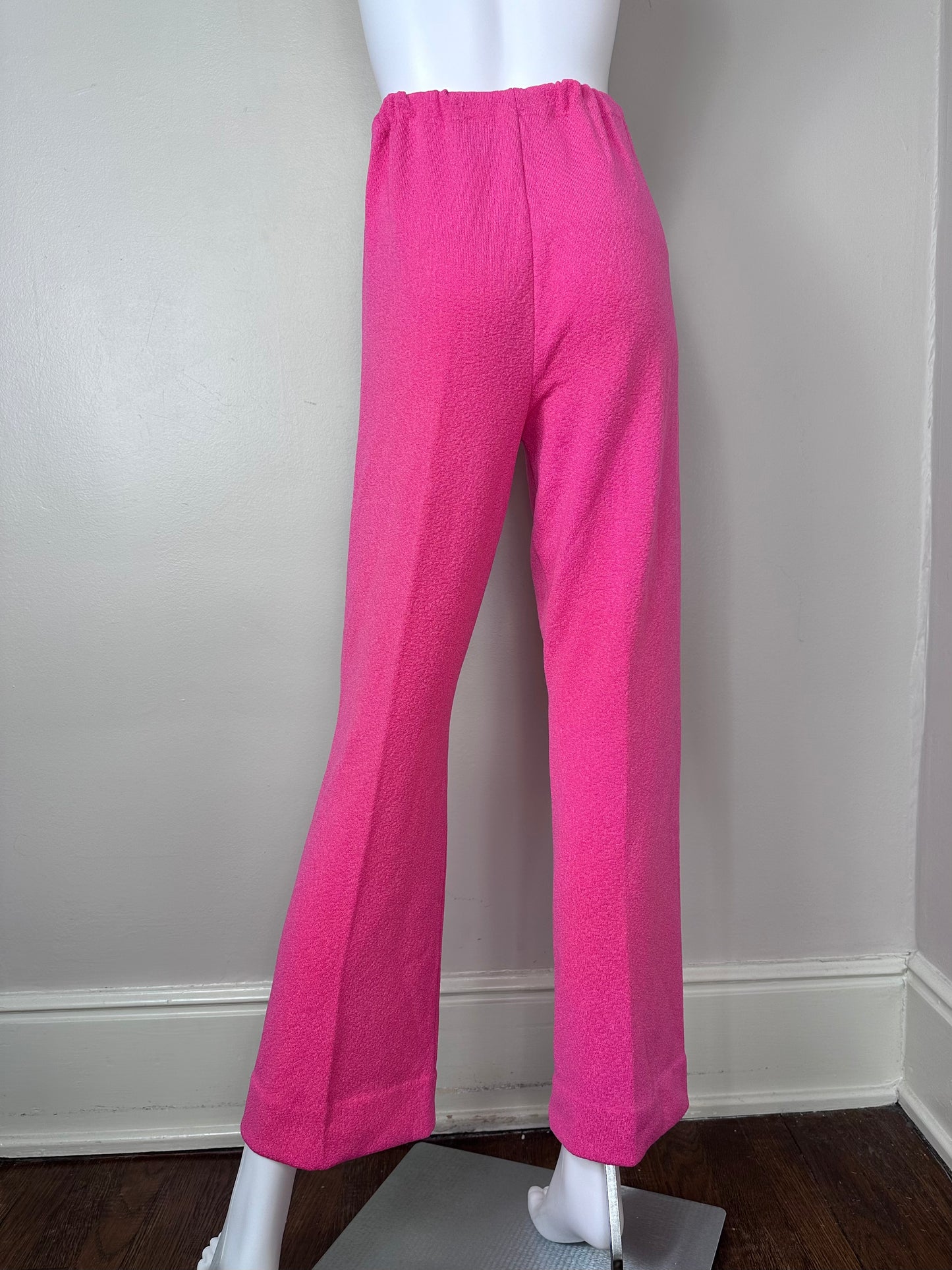 1960s/70s Bright Pink Polyester Top and Pants Set, Talbott Travler Size Small