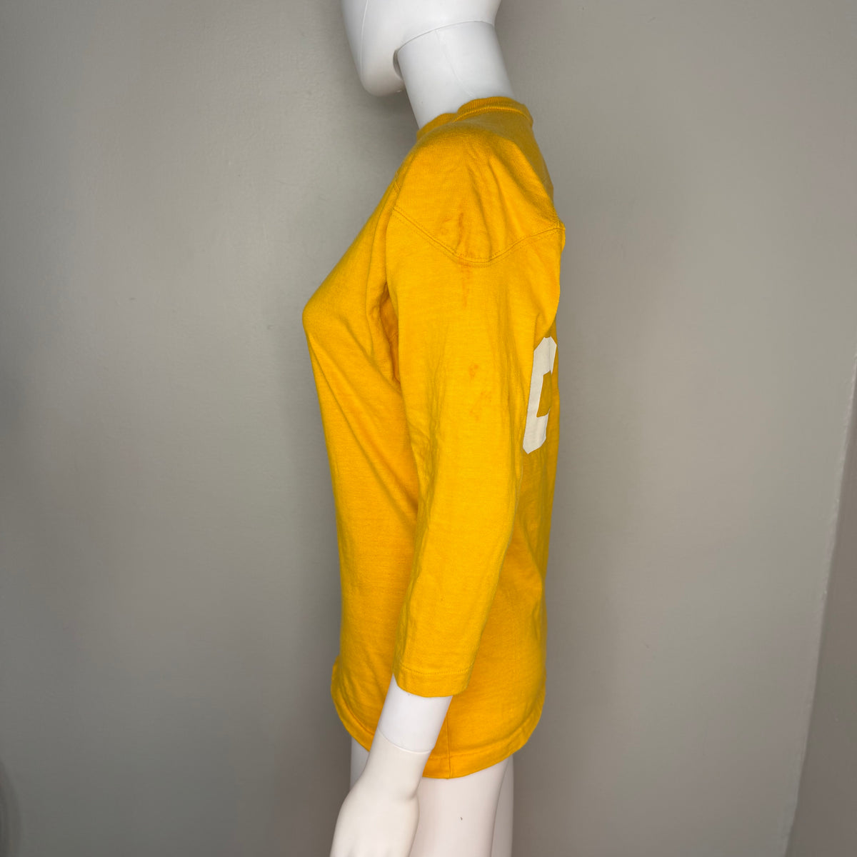 1960s Yellow Cotton Jersey, Russell Athletic Size Small/Youth Large, No 60