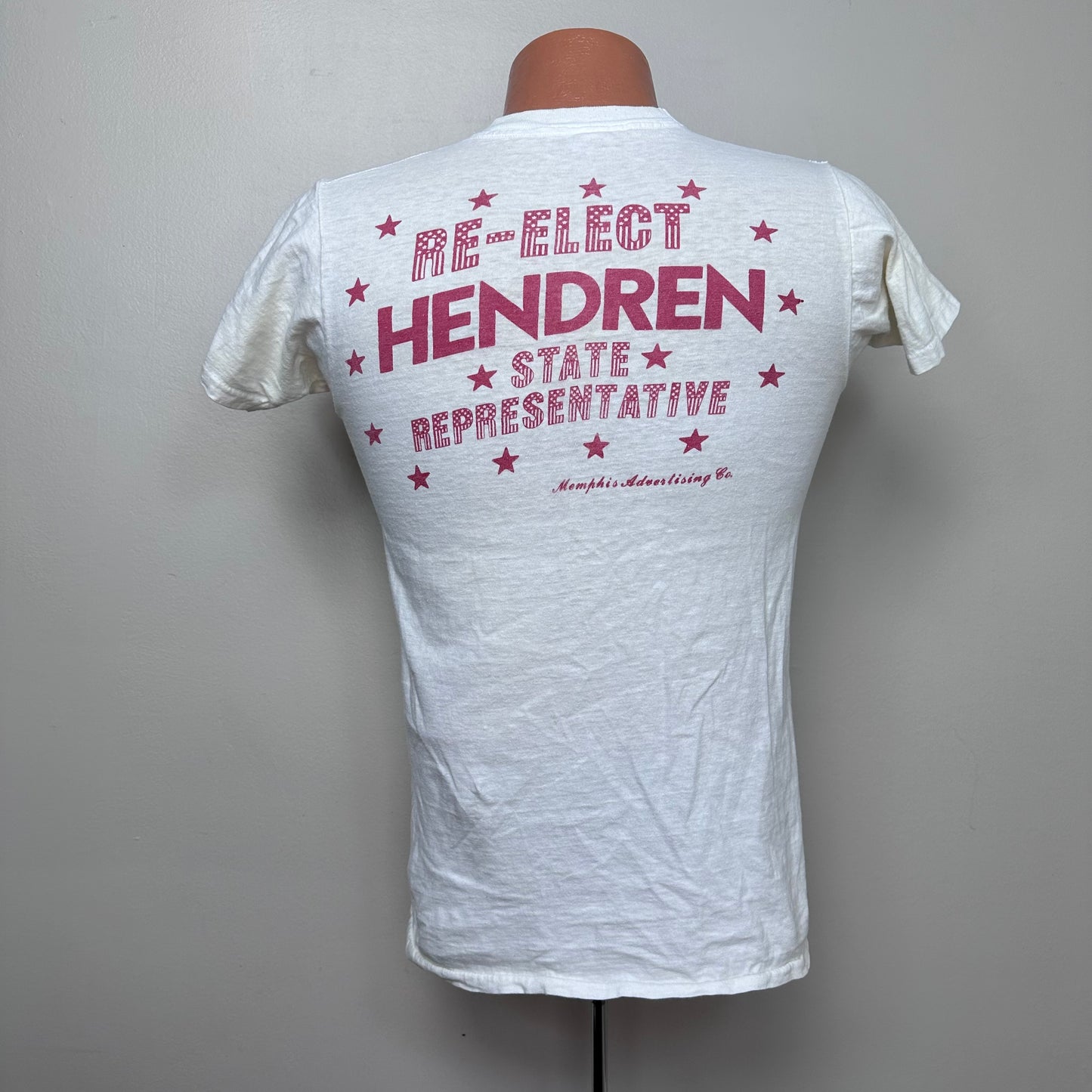 1970s Chick Hendren Campaign T-Shirt, Stick with Chick, Tennessee State Representative, Size XS/S