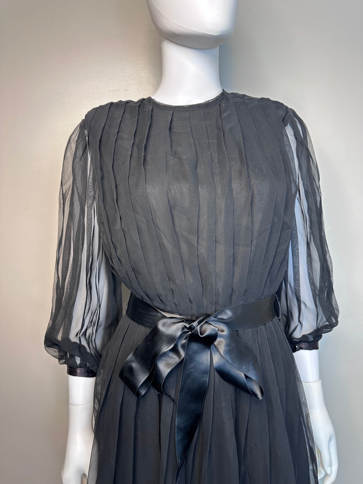 1980s Sheer Black Midi Dress, R.E.O. Originals Size Medium, 80s does 50s