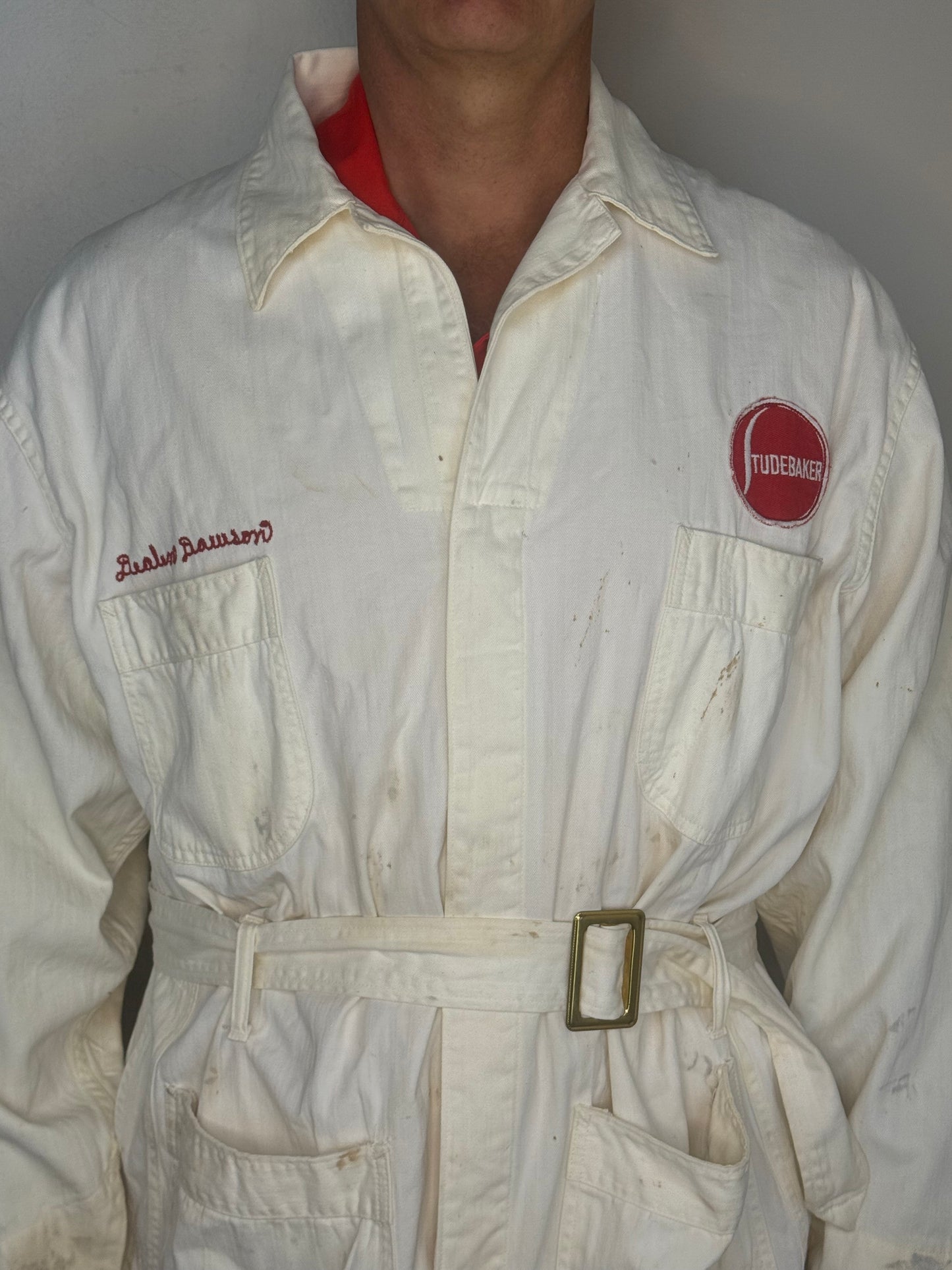 1950s Studebaker Shop Jacket, Cowden Size 46, Herringbone Twill, Klyce Motors, Chain Stitch Embroidery, 40s 50s Chainstitch Workwear Coat, Documented