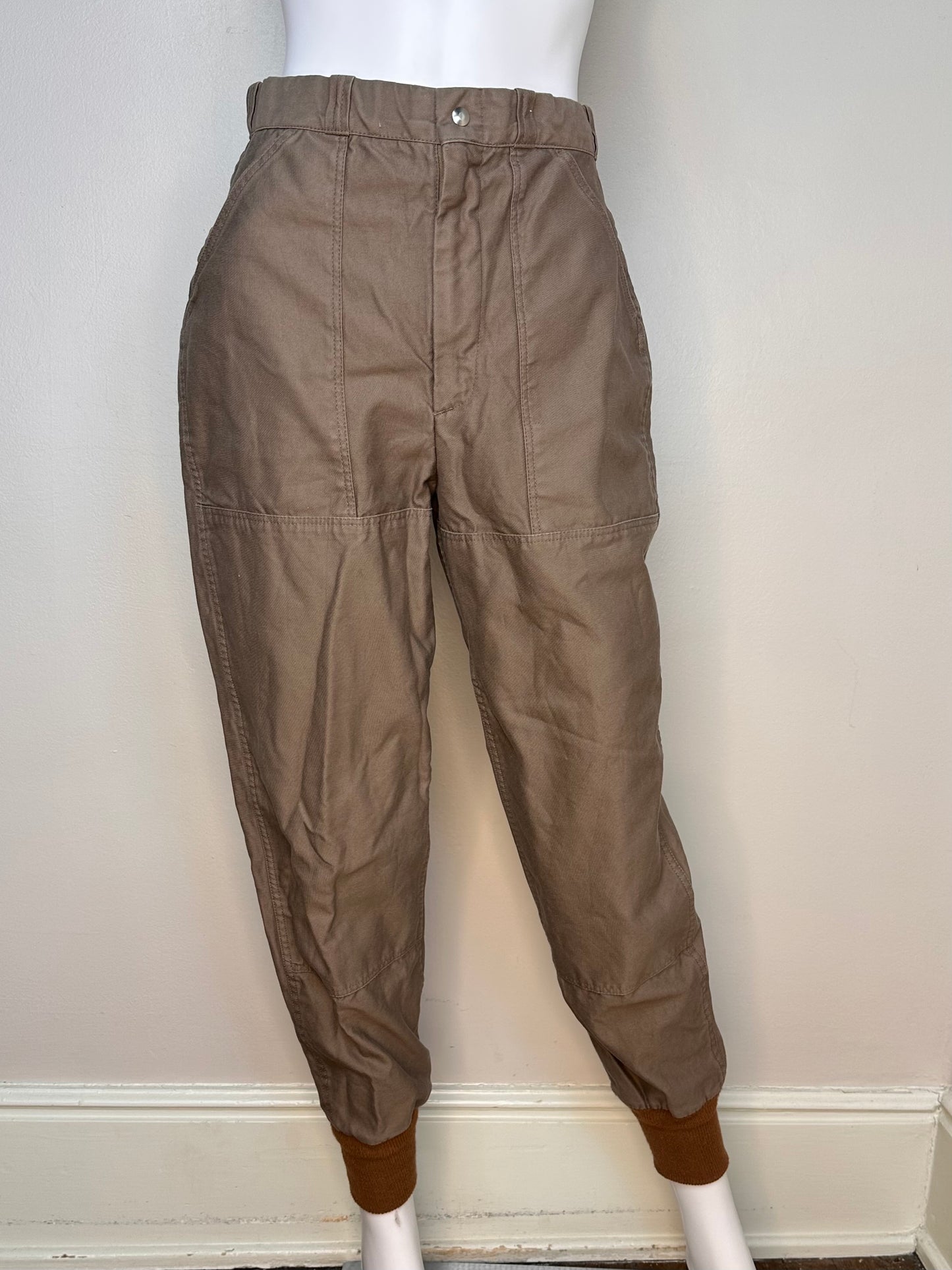 1960s Brown Hunting Pants with Elastic Cuff, 10-X America’s Finest Sport Clothing, 26.5"x29.5"