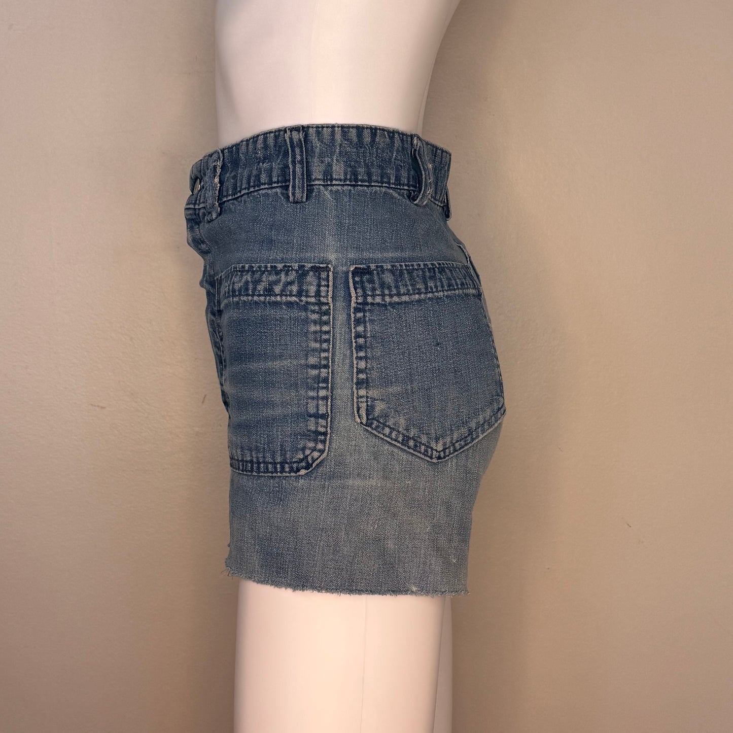 1970s Denim Shorts, Distressed Cut Offs, Seafarer, Fabric by Erwin, Selvage, US Navy Uniform Jeans