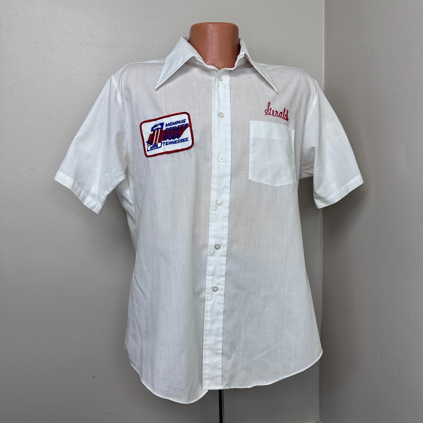 1970s Memphis Street Rods Shirt, Kings Road Sears Size Large, Chain Stitch Embroidery